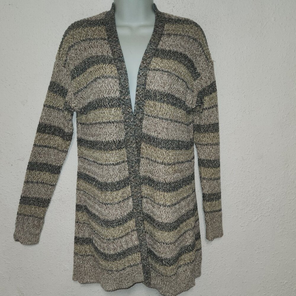 LANE BRYANT *Cardigan sweater Cream-Green-tan w/ gold Metallic thread. 14/16